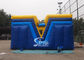 Commercial kids double lane inflatable water combo castle with removable custom banner