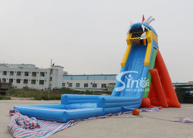 China extreme giant adults hippo inflatable slide with pool ended for sea shore water park