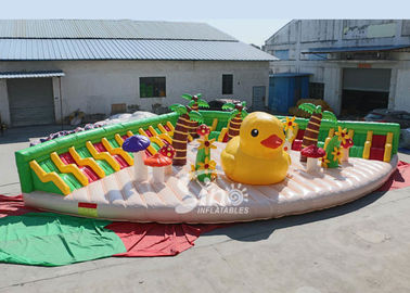 10x10m Big yellow duck inflatable theme park with sun beach sofa for entertainment