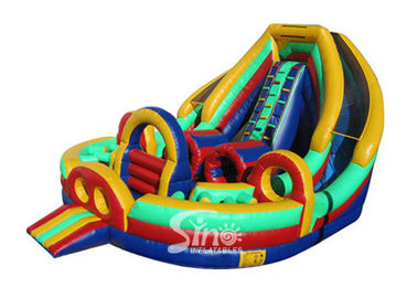 Outdoor Commercial Grade Kids Big Inflatable Obstacle With Double Slide Fit For Inflatable Rental