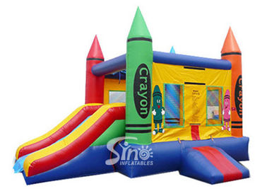 Best seller colorful crayon house kids inflatable combo game made of 18 OZ. pvc tarpaulin for outdoor use