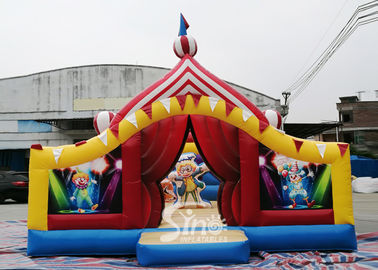 Circus Clown Themed Inflatable Fun City Amusement Park With Slide Inside For Kids