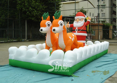 Outside Christmas Inflatables Jingle Bells / Father And Reindeers Running Together