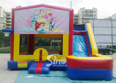 Outdoor Kids princess theme wet inflatable combo bounce house with slide from Guangzhou factory