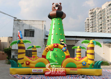 7m High Jungle Bear Kids Inflatable Rock Climbing Wall For Outdoor Games