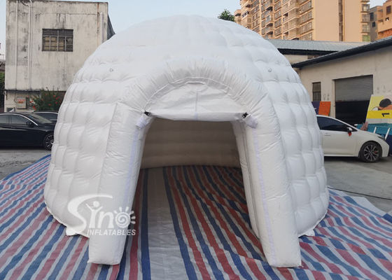 5m Portable Small White Party Inflatable Igloo Dome Tent With Entrance Tunnel Made Of Shining Pvc Tarpaulin