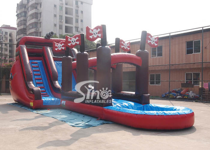 Commercial Giant Pirate Ship Inflatable Water Slide With Slip N Slide