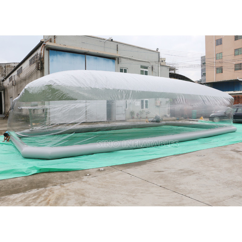 12x6m portable clear inflatable pool cover tent with grey ceiling for