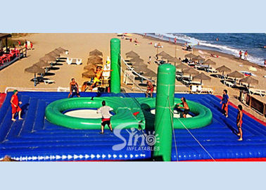 Commercial grade adults big inflatable bossaball court with center trampolines for volleyball games