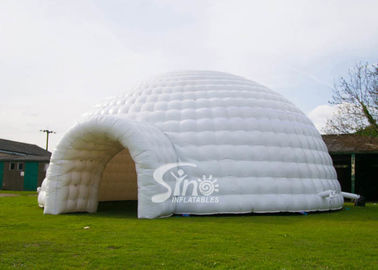 50 people 10 mts white giant inflatable igloo dome tent with entrance tunnel made of shining pvc tarpaulin