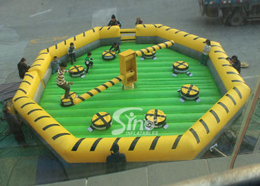 Customized challenge outdoor inflatable meltdown game with rotative machine for kids