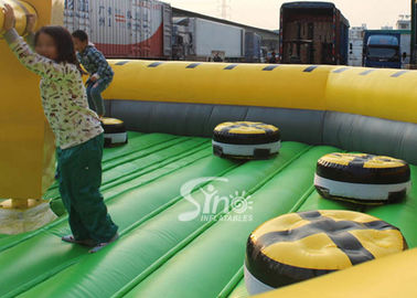 Customized challenge outdoor inflatable meltdown game with rotative machine for kids