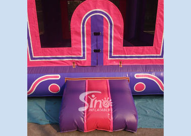 3In1 High Tear Strength Pink Inflatable Jump House with basket hoop for School Lobbies