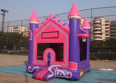 3In1 High Tear Strength Pink Inflatable Jump House with basket hoop for School Lobbies