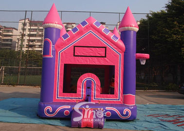 3In1 High Tear Strength Pink Inflatable Jump House with basket hoop for School Lobbies