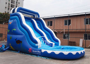 17' ocean wavy commercial kids inflatable water slide with pool made of lead free pvc tarpaulin