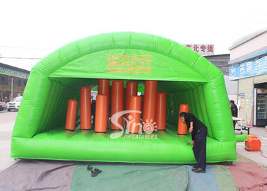 Outdoor big adults inflatable obstacle tunnel tent with for inflatable hit n run adventure