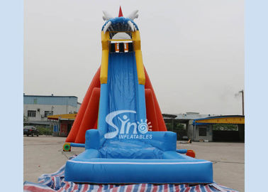 China extreme giant adults hippo inflatable slide with pool ended for sea shore water park