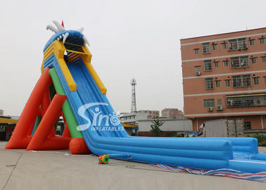 China extreme giant adults hippo inflatable slide with pool ended for sea shore water park