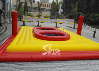 Commercial Customized outdoor giant inflatable volleyball court with trampoline for adults interactive games