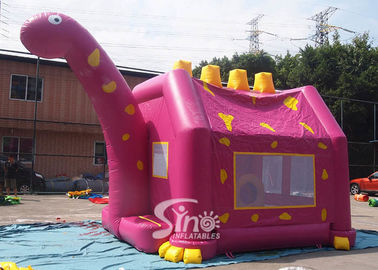 Outdoor children playground Dino inflatable bouncy castle with obstacles inside made of 1st class pvc tarpaulin