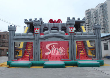 12x10m commercial kids giant inflatable medieval castle slide with tunnel N obstacle course from Sino Inflatables