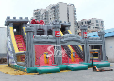 12x10m commercial kids giant inflatable medieval castle slide with tunnel N obstacle course from Sino Inflatables