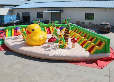 10x10m Big yellow duck inflatable theme park with sun beach sofa for entertainment