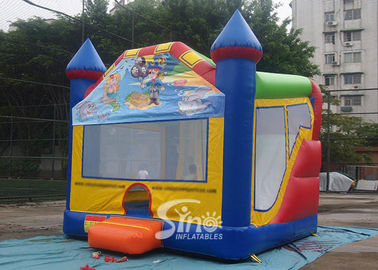 4in1 theme panels kids paradise bounce house with slide N basketball hoop inside