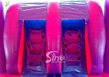 Outdoor double lane slide  inflatable bouncy house with basketball ring N water pool for kids parties