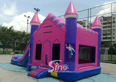 Outdoor double lane slide  inflatable bouncy house with basketball ring N water pool for kids parties