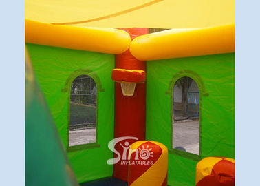 Lead Free PVC Tarpaulin Inflatable Bouncy Castles , Rainbow Castle Slide Inflatable Combo