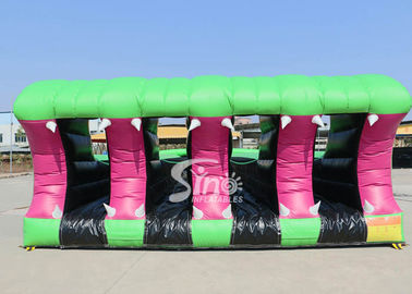 15x6m Kids N Adults Interactive Inflatable Tunnel Obstacle Course With 4 Lanes Used For Outdoor Sports N Events