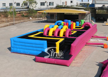 16x6m Kids N Adults Inflatable Maze Obstacle Course With Double Lane For Outdoor Sports Events