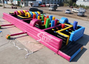 16x6m Kids N Adults Inflatable Maze Obstacle Course With Double Lane For Outdoor Sports Events