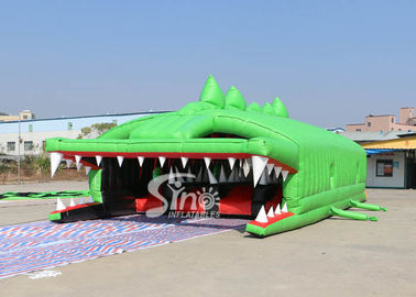 13x6m Big Crocodile Adults Inflatable Obstacle Course With Top Tent Covered For Outdoor Color Run