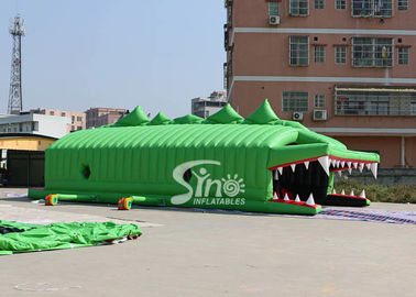 13x6m Big Crocodile Adults Inflatable Obstacle Course With Top Tent Covered For Outdoor Color Run