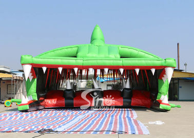 13x6m Big Crocodile Adults Inflatable Obstacle Course With Top Tent Covered For Outdoor Color Run