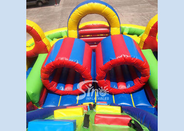 Outdoor Commercial Grade Kids Big Inflatable Obstacle With Double Slide Fit For Inflatable Rental