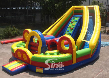 Outdoor Commercial Grade Kids Big Inflatable Obstacle With Double Slide Fit For Inflatable Rental