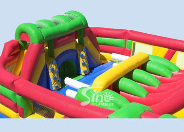 Outdoor Commercial Giant Adrenaline Zone Inflatable Slide With Obstacles Inside For Kids N Children