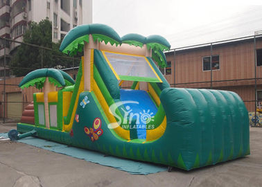 12m Long Outdoor Kids Jungle Inflatable Obstacle Course With Big Fun Slide