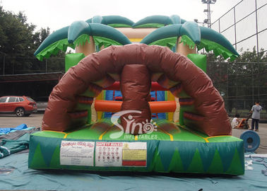 12m Long Outdoor Kids Jungle Inflatable Obstacle Course With Big Fun Slide