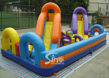 Giant Double Lane Slide Kids Inflatable Obstacle Course For Outdoor