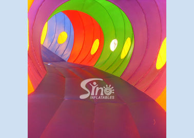 Outdoor Kids Parties Inflatable Caterpillar Tunnel with pillars and small slide inside