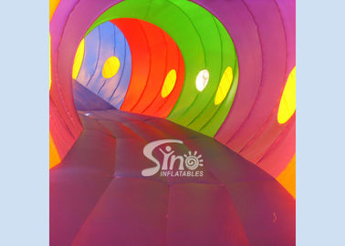 Outdoor Kids Parties Inflatable Caterpillar Tunnel with pillars and small slide inside