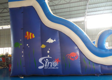 Double Lanes Inflatable dolphin Water Slides with pool EN14960 For Adults and kids