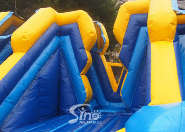 Commercial kids double lane inflatable water combo castle with removable custom banner