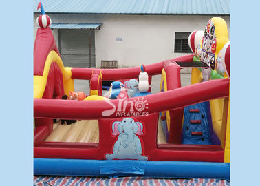 Circus Clown Themed Inflatable Fun City Amusement Park With Slide Inside For Kids