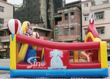 Circus Clown Themed Inflatable Fun City Amusement Park With Slide Inside For Kids